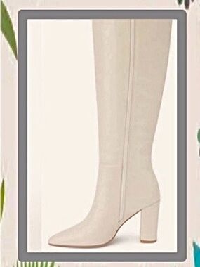 Matisse (BEACH) Wide Calf Knee High Cream Vegan Leather Boots/High Heel/ 8